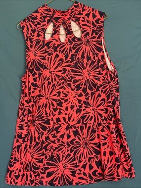ModCloth Red and Black Abstract Print Top With Chic Keyholes at Neckline